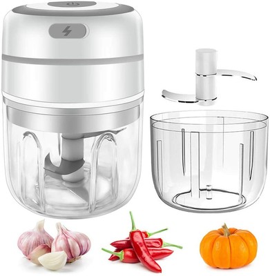 Gintan Mini Tritatutto Elettrico,Tritatutto da Cucina Schiaccia Aglio Elettrico Macina aglio con 300ML Contenitore di Vetro per Aglio,Dado,Alimenti per Bambini Frantoio Elettrico 