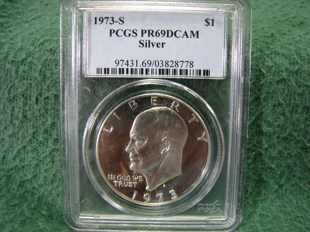 1973 S Eisenhower IKE Dollar Coin PCGS Pf 69 DEEP CAMEO Gorgeous SILVER IKE 1973 S Eisenhower IKE Dollar Coin PCGS Pf 69 DEEP CAMEO Gorgeous SILVER IKE