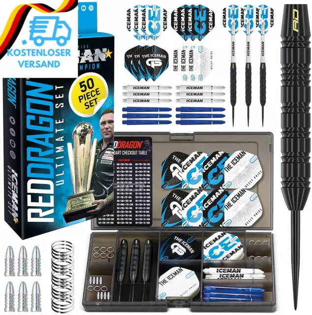 RED DRAGON Gerwyn Price Iceman Brass Steel Tip Darts Sets (Dartpfeile)