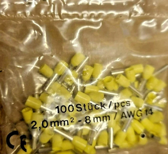 Wire end sleeves insulated uninsulated 2.0mm2 8mm AWG14 cable sleeves 5-100pcs