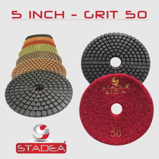 Stadea 5" Diamond Polishing Pads for Granite Marble Polishing Wet Grinder, 5 Pc