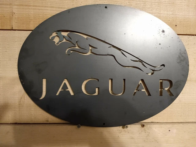 Jaguar großes Metall Wandkunst Schild handgefertigt Vintage Mann Höhle Auto Garage Vintage