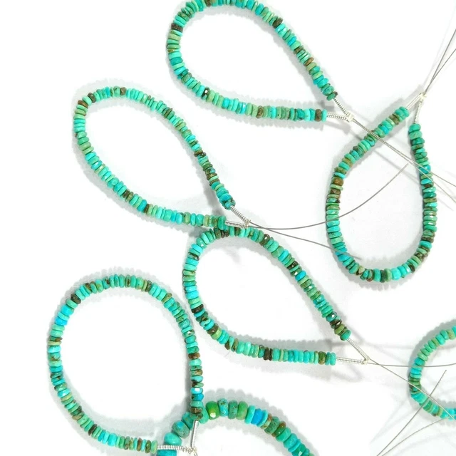 100% AAA+ Turquoise Facettes 3-4MM Gemstone DIY Jewelry Making Rondelles...
