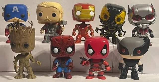 Funko Marvel Lot of 9: Thor, Deadpool, Groot, Ant-Man, Wolverine Exclusive, more
