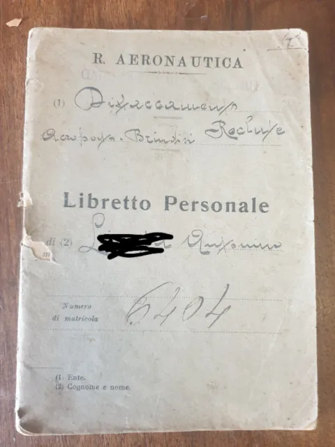Libretto Regia Aeronautica Italiana Brindisi 1927 Distacc. Reclute  Aeroporto