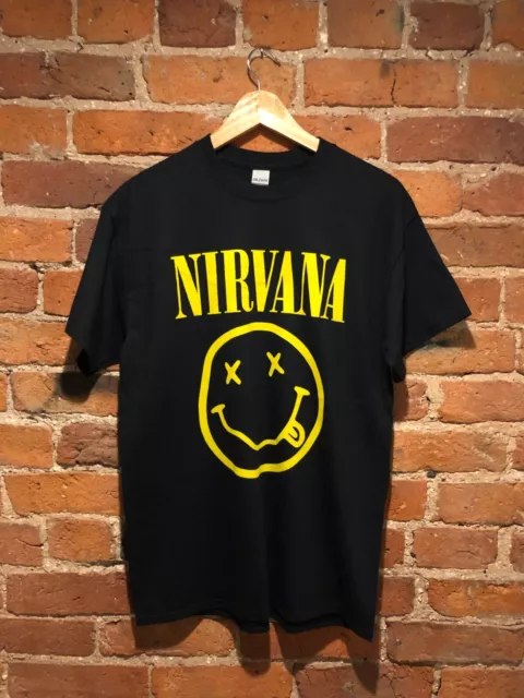 NIRVANA Logo T-Shirt (Grunge Retro Vintage) Unisex Ladies Mens (Black)