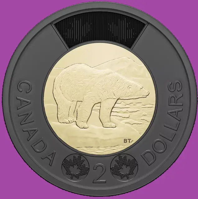 2022 Canada  Honouring Queen Two Dollar Toonie UNC $2 Black Ring Coin