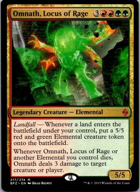 Omnath Locus of Rage 1x FOIL BFZ MTG Battle for Zendikar Mythic MINT red green Omnath Locus of Rage 1x FOIL BFZ MTG Battle for Zendikar Mythic MINT red green