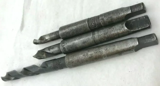 VTG Lot Taper Shank Drill Bit NATIONAL & MORRIS WOOD HS Set Morse 5/16 3/8 13/32