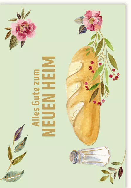 Glückwunschkarte zum Umzug Illustration Brot und Salz Alles Gute zum neuen Heim