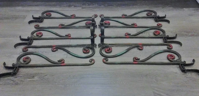 10 Vintage Curtain Cast Iron Swing Arms with wall mounting Brackets