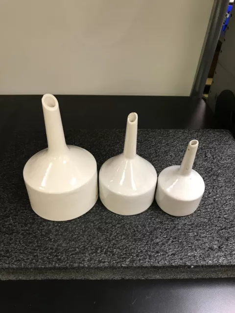 Assorted Sizes 3pc Ceramic Porcelain Buchner Filter Funnels