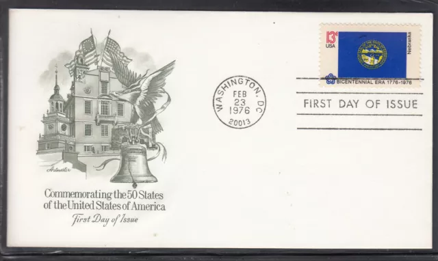 USA State Flags of the United States Nebraska FDC, Washington 23.02.76