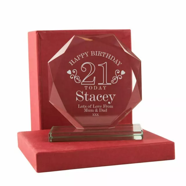 Personalised 21st Birthday Glass Award Plaque Girlfriend Daughter Girl Gifts