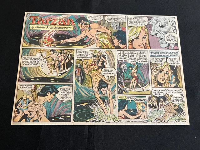 #H08a TARZAN by Russ Manning Lot of 26 Sunday Half Page Comic Strips 1973 ERB