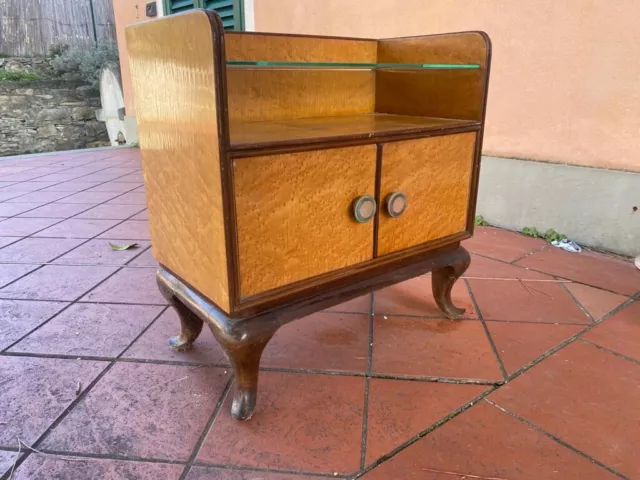 Comodino Decò legno radica design anni '30 '40 modernariato