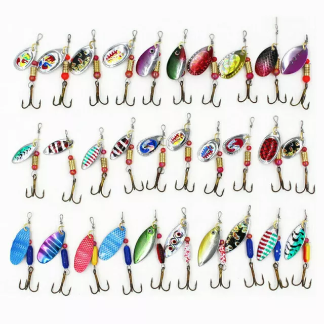 30X/Set Metal Mixed Spinner Fishing Lure Pike-Salmon Baits Bass Trout Fish Hook