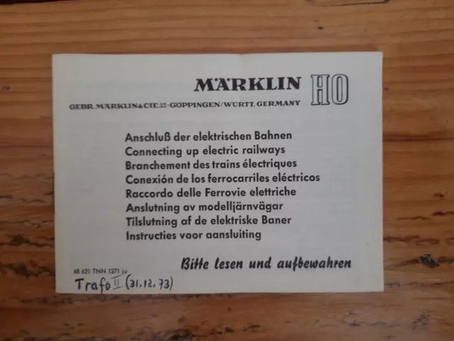 Märklin H0, Anleitung , Anschluss der elektrischen Bahnen , Heft
