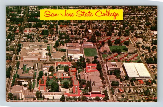 San Jose CA, Aerial View San Jose State College, California Vintage Postcard