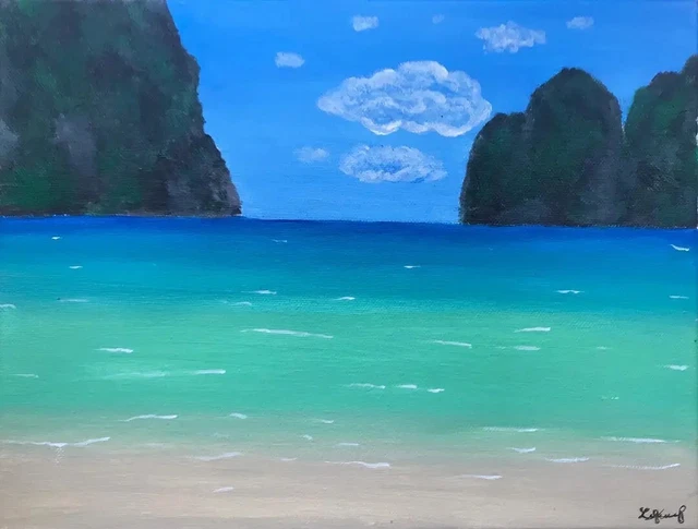 tableau peinture acrylique plage de Thaïlande île koh phi phi