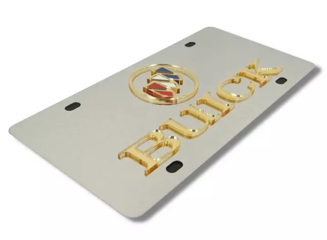 Buick Gold 3D Emblem Premium Chrome Steel License Plate Official Licensed