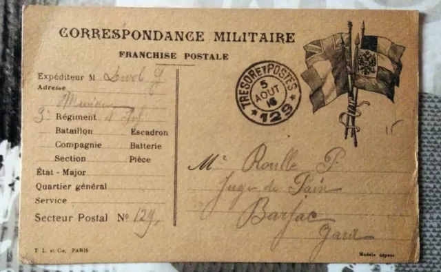 Carte Postale Correspondance Militaire 1916