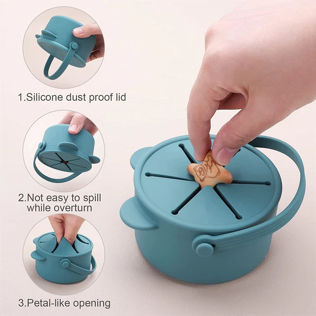 Silicone Snack Cup With Lid Toddler Feeding Baby BPA Free Portable