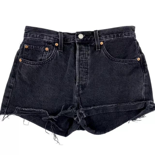 Levis Black 501 Button Fly Denim Cutoff Shorts Womens Size 27