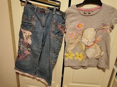 Girls 4-5 years bundle, Next rabbit cotton t shirt + a pair of George Jeans VGC