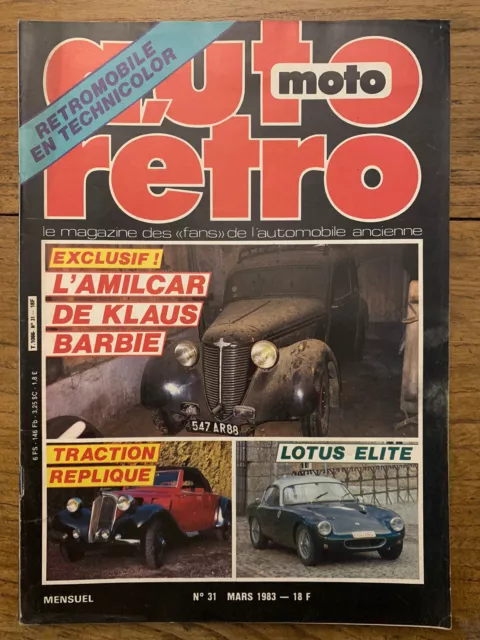 AUTO RETRO n 31 de 1983 avec Poster - AMILCAR LOTUS ELITE LINCOLN Continental