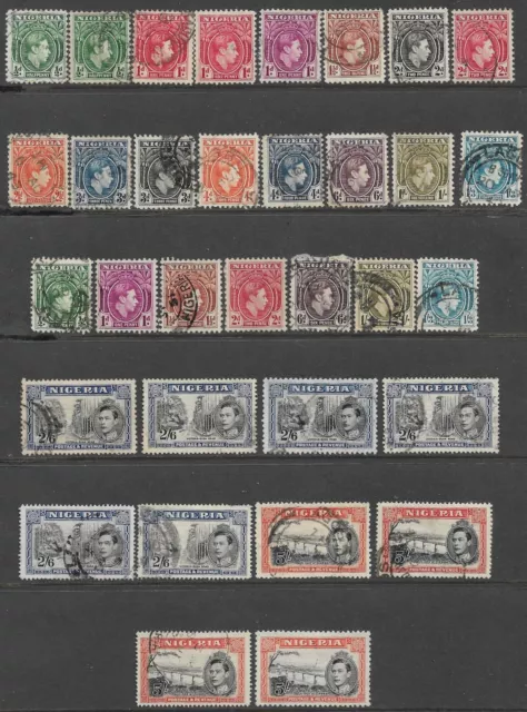 NIGERIA 1938-51 Stamps KGVI SG 49-59c shade perf varieties without SG58ab Used