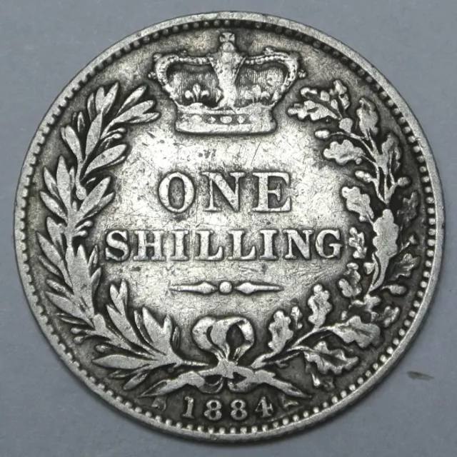 1884 GREAT BRITAIN - ONE SHILLING - .925 SILVER - Victoria - Nice