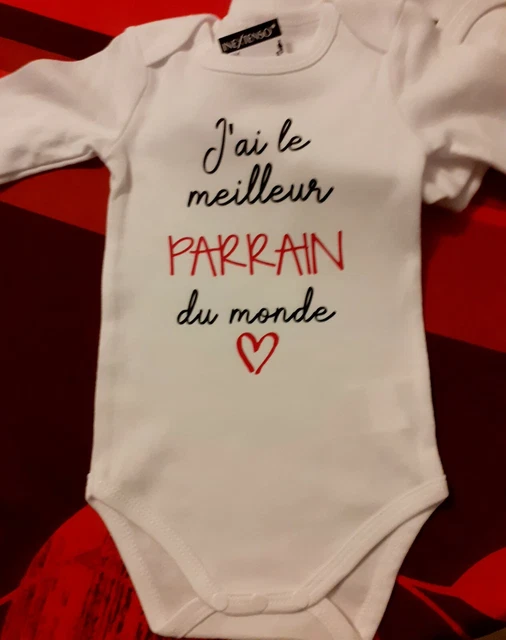 Body Bébé Personnalisé 'J'ai Le Meilleur Parrain Du Monde' - Taille 12 Mois, Blanc, Neuf