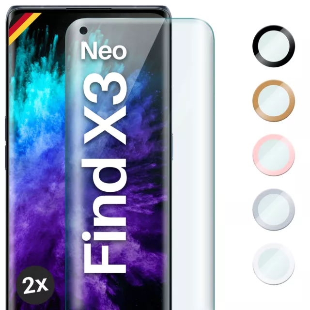 2x Film Blindé pour OPPO Find X3 Neo Dur Verre Véritable Full Écran Couvercle