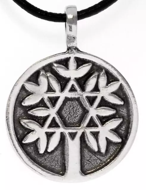 TREE OF LIFE STAR  DAVID Silver Pewter Pendant Leather