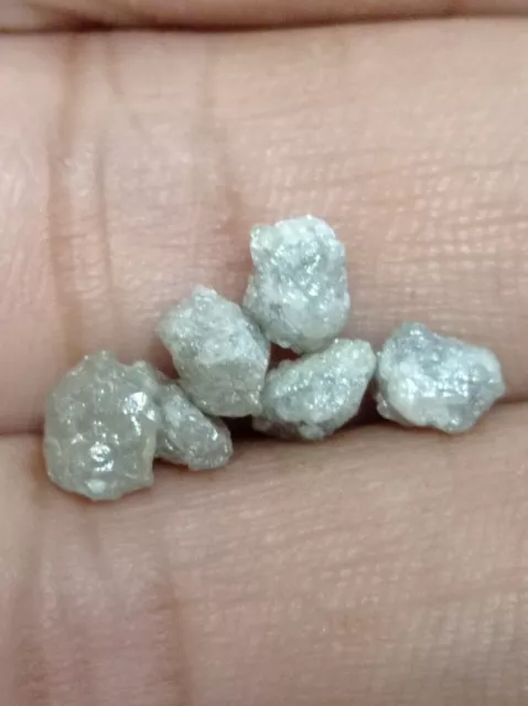 5.00 Carats Silver Gray Natural Rough Raw Loose Diamonds 6 Pieces 5.0-6.0 MM 3