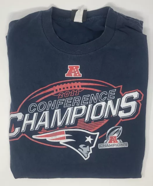 New England Patriots T-Shirt 2XL Blue Shirt 2011 NFL Conference Champions