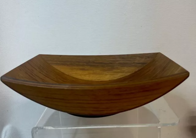 Vintage MCM Gladmark Sun Valley Teak Wood Footed Bowl rectangular oblong 8.5 in