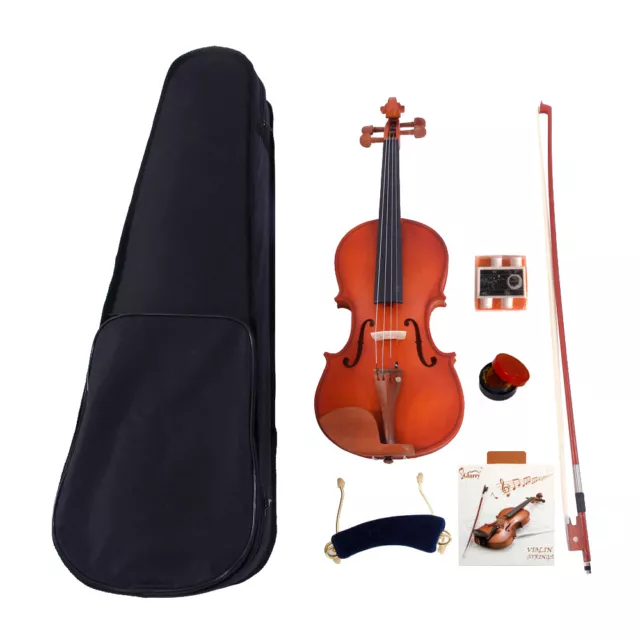 4/4 Full Size Acoustic Matt Violin Set with Bow Rosin Black Case for Beginners