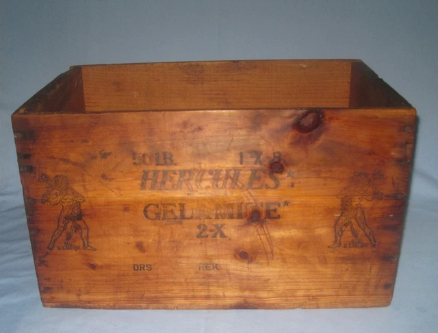 VTG Hercules 50LB Powder Co High Explosives Dynamite TNT Wooden Box GELAMITE 2X!