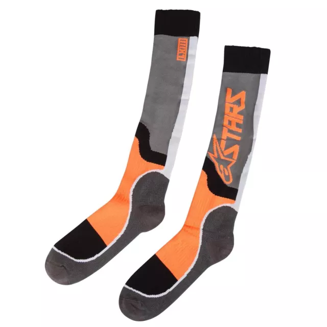 Calcetines De Motocross Alpinestars Mx Plus-2 Adulto - Gris/Naranja Fluo 2