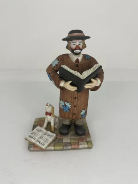 Emmitt Kelly Jr. Clown Figurine Rare Flambro 8.75" Hobo Preacher Hymn Dog