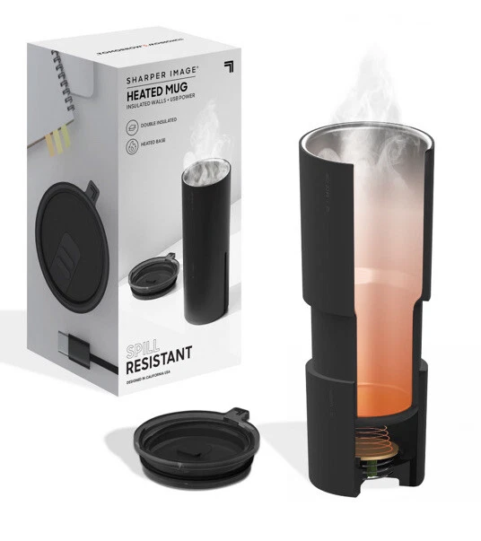 Sharper Image USB Powered Heated Mug, Double Insulated, Heated Base New