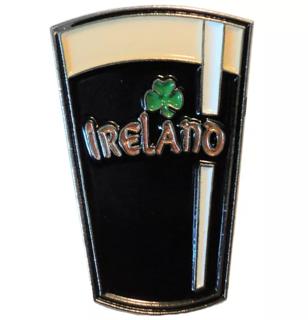 Irish Pint Shamrock 3 Leaf Clover St Patrick Ireland Metal Enamel Pin Badge NEW