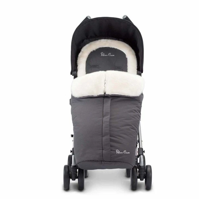 Silver Cross Reflex Dark Grey Pewter Luxury  Fur Footmuff / Cosytoes  Pushchair