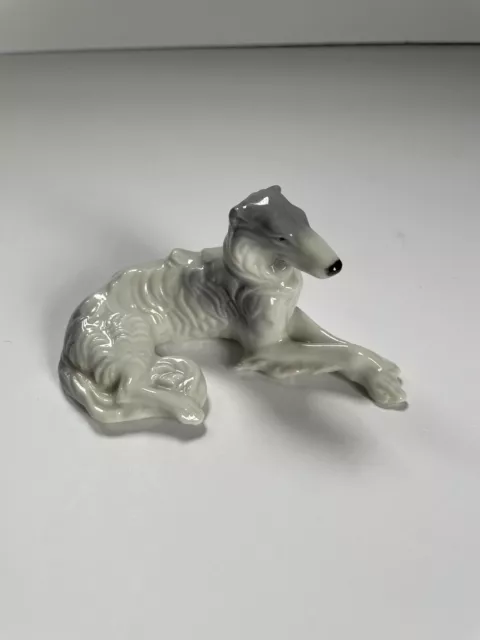 Vintage Afghan Dog Porcelain Figurine 4”L Hand Made In Japan, Pre-owned