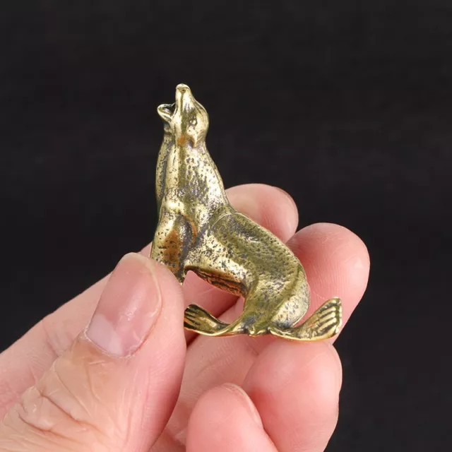 Brass Sea Lion Figurine Small Statue Animal Figurines Toys Desktop Decoration 3