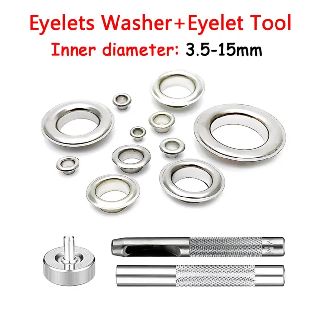 Eyelets Brass Grommet Washer+Eyelet Punch Die Tool Set For Leather Craft Banner