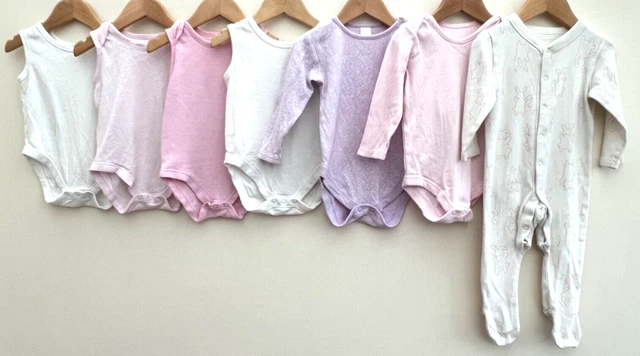 Baby Girls Bundle Of Body & Sleepsuits Age 9-12 Months Next M&S Mothercare