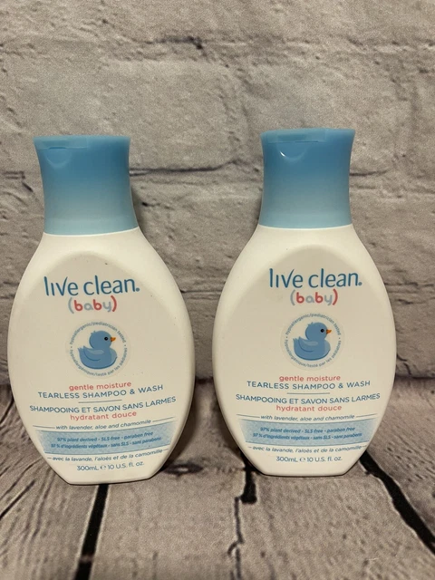 Live Clean Baby Gentle Moisture Tearless Shampoo & Wash 10 oz Each Lot Of 2